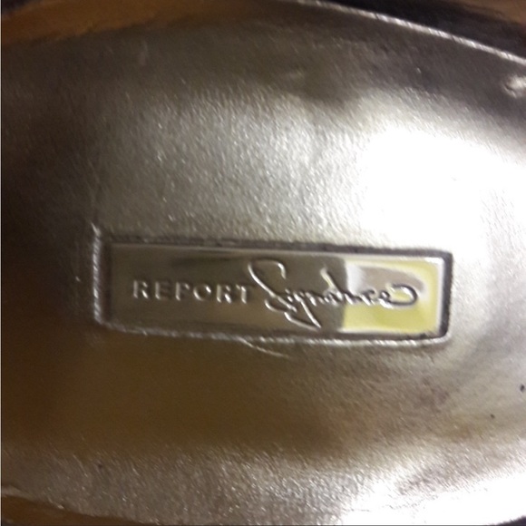 REPORT Signature Shoes Pumps Size 7  Black Patent Cow Hide Peep toe Ankl… - Picture 10 of 10